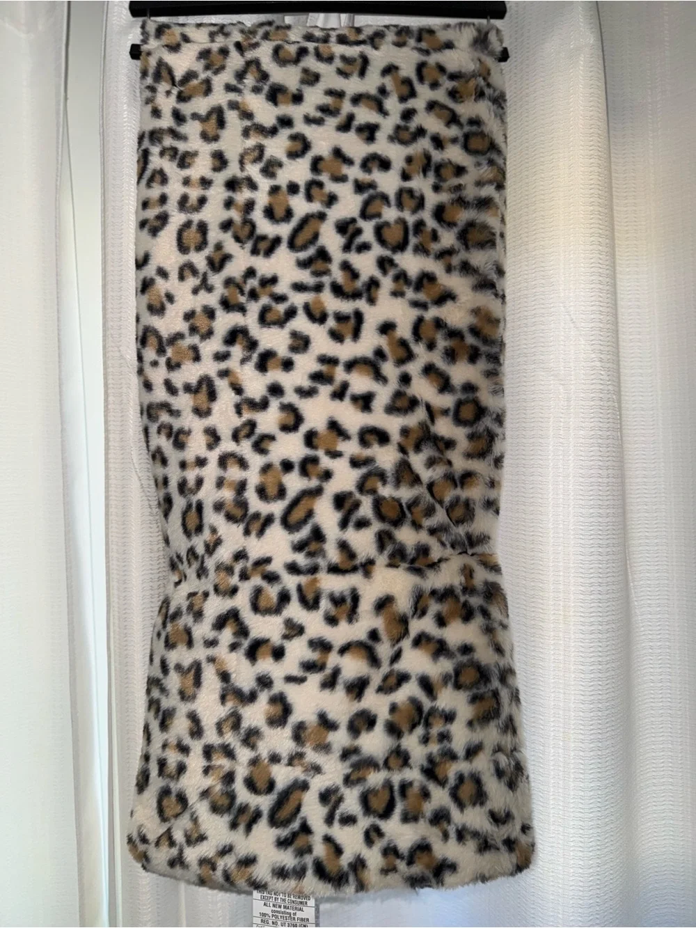 Faux Fur Leopard Print Pencil Skirt - Beige/Tan